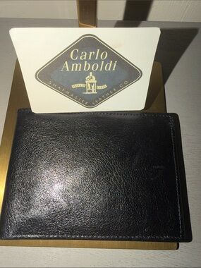 Carlo Amboldi Black Leather Bi-Fold Wallet